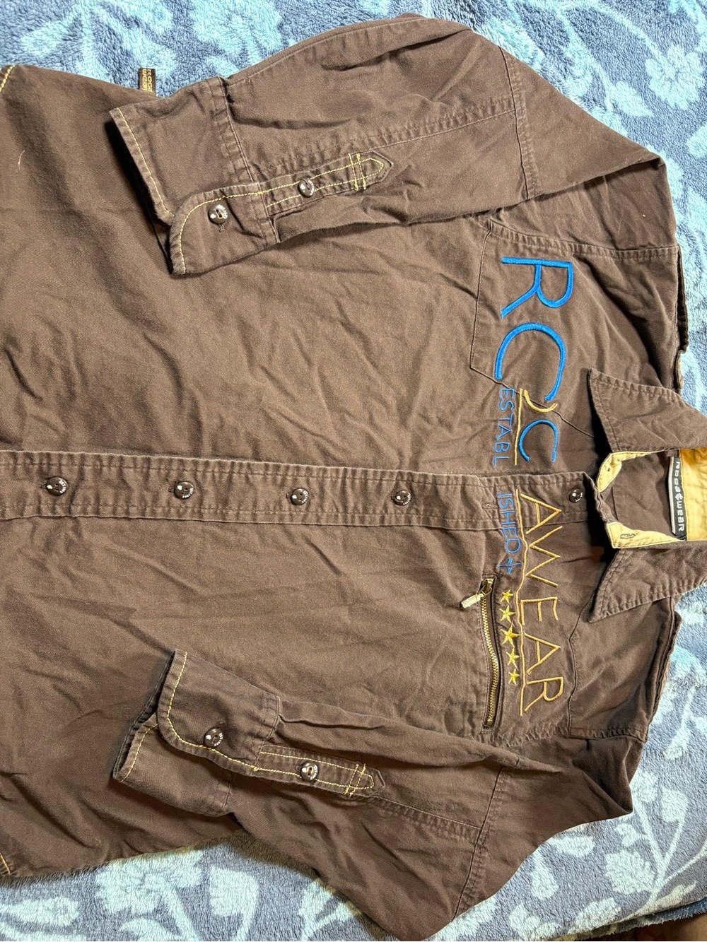 Vintage Rocawear Men's Brown Button-Up Jacket